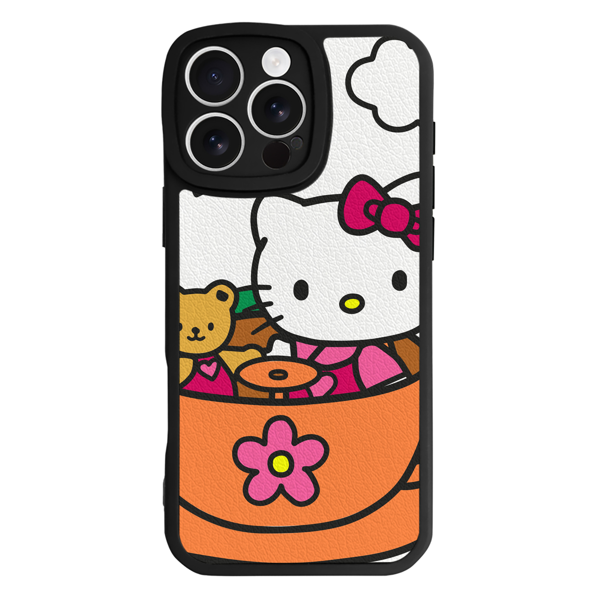 （画像用） Hello Kitty ハローキティ 【iPhone 16シリーズ対応】シリコンスマホケース（レザー調） 材質：シリコン